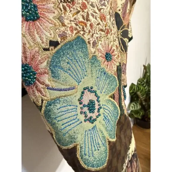 FESTIVAL Patchwork Quilt Large Jacket Upcycled Handmade Kimono Artsy New - Read - Picture 16 of 16